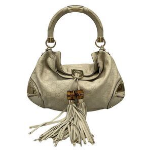 Gucci Handbag Indy Guccissima Line 177189 Light Gray Leather
